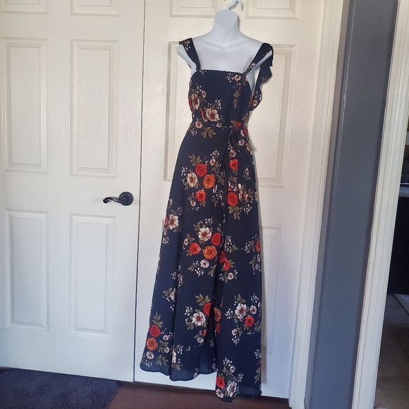 L'Atiste by Amy Floral Sleeveless Maxi Dress Wrap Front Tie Size Small - Picture 4 of 16